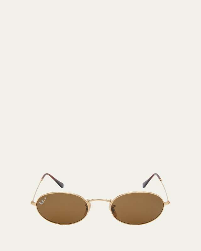 51mm Oval Metal Polarized Sunglasses